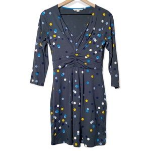 Boden Marion Jersey Tunic Dress Gray Polka Dot 4 Confetti Spot Viscose Top